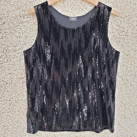 Alexis Mabille Tops - ALEXIS Mabille Impasse 13 Women FR 38 US 6 black tank top velvet sequins luxury